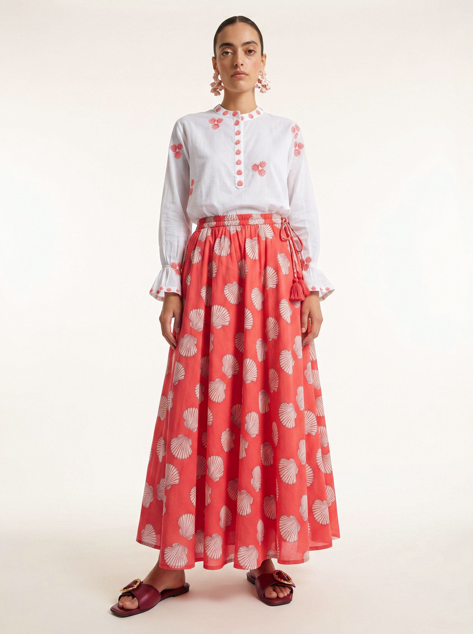 Vanilla Skirt Shells on Red