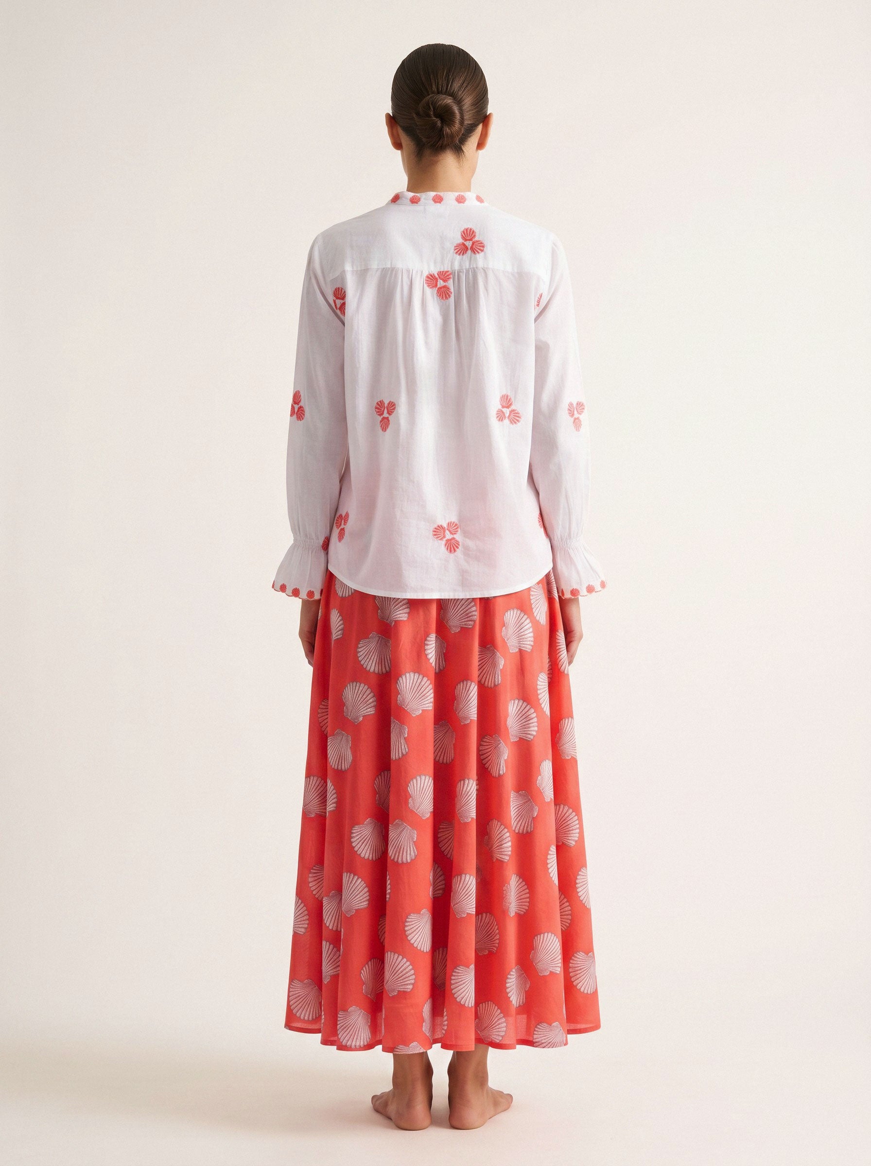 Vanilla Skirt Shells on Red
