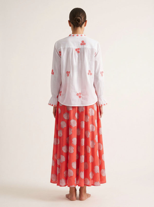 Vanilla Skirt Shells on Red