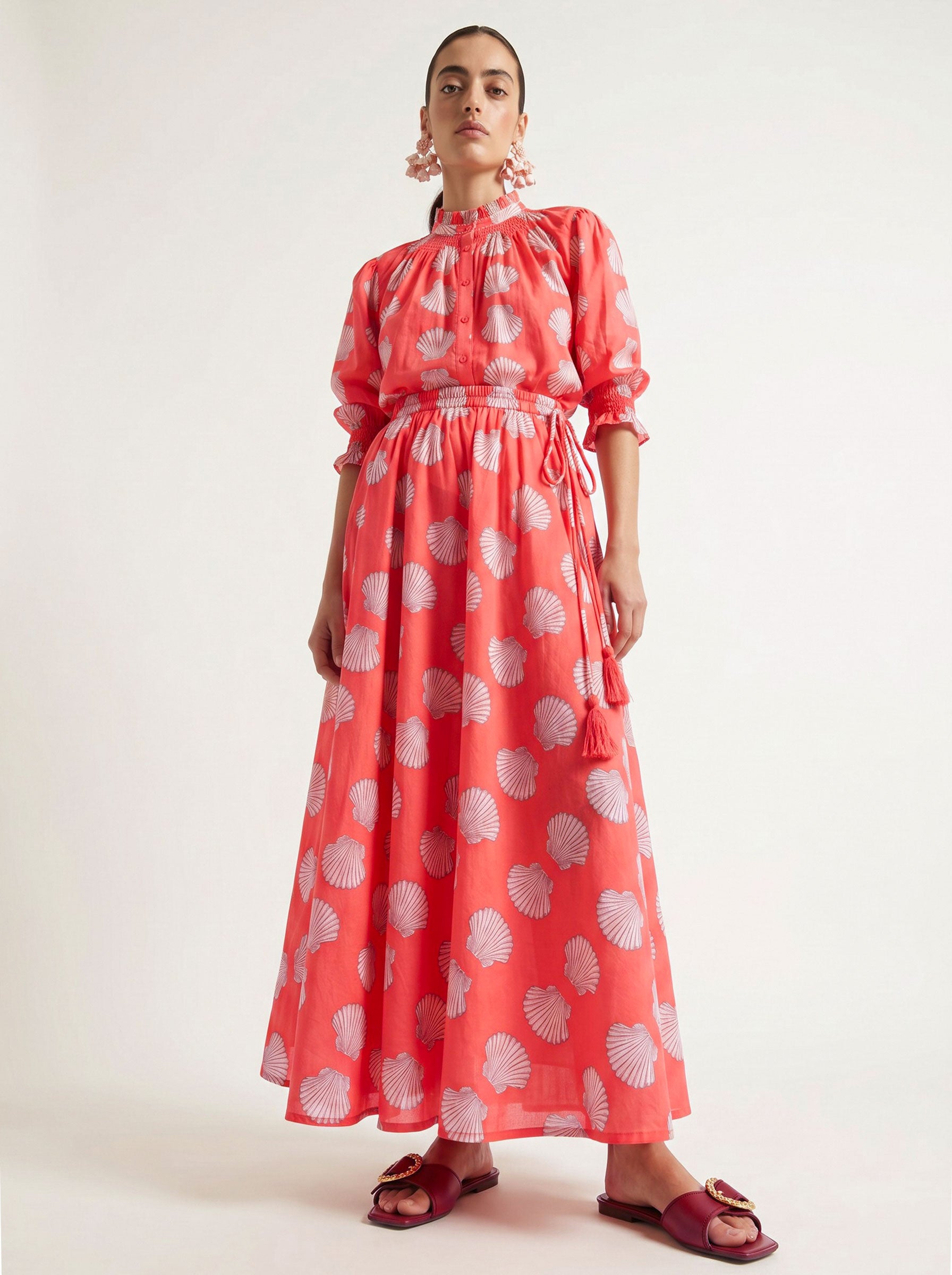 Vanilla Skirt Shells on Red
