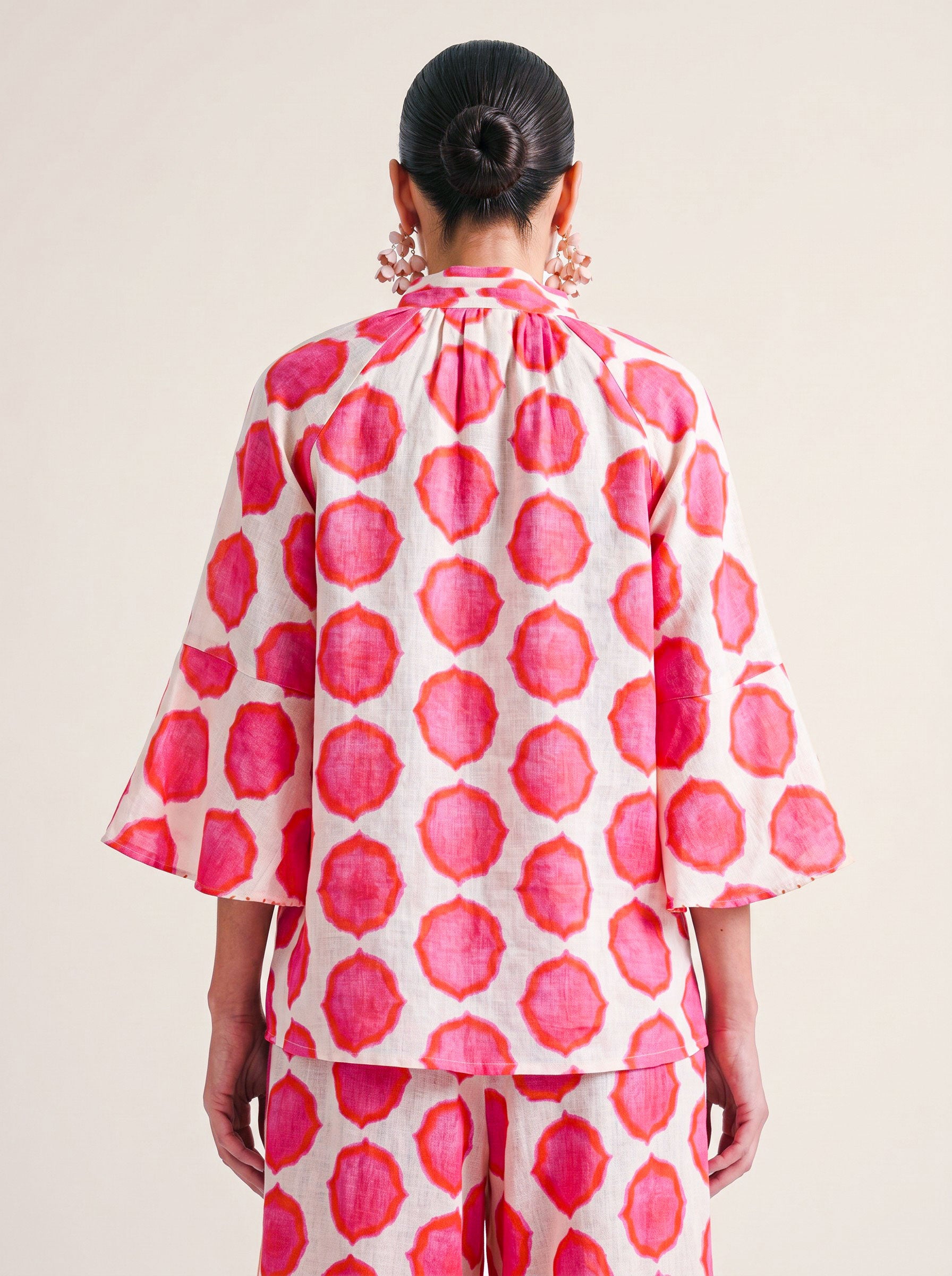 Flax Blouse Ikat Pink Orange