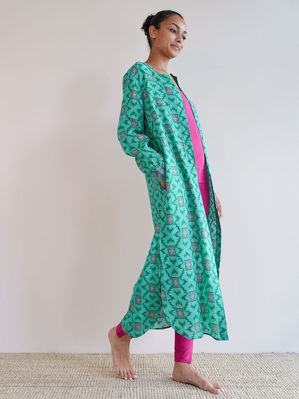 Turquoise Kaftan Ikat Green