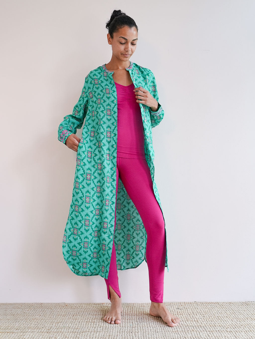 Turquoise Kaftan Ikat Green