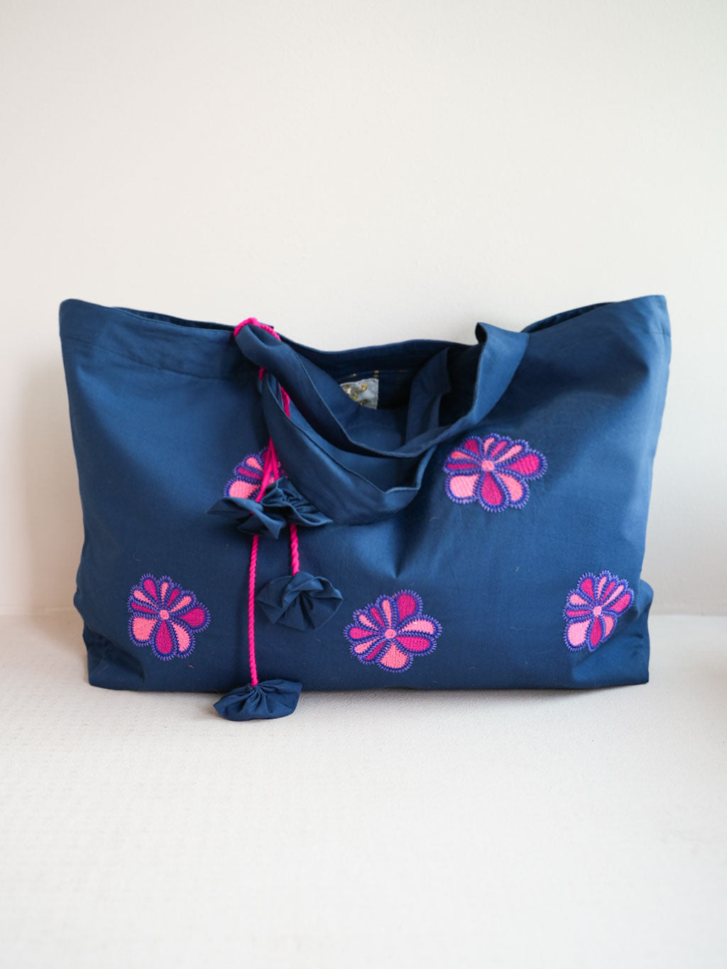 Asti Bag Funky Flower Embroidery on Navy