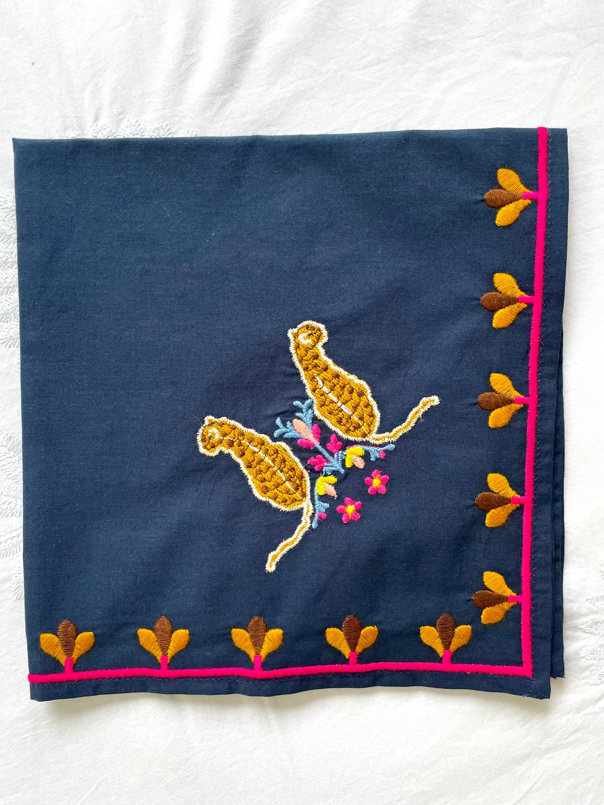 Napkin Multi Leo Embroidery on Navy