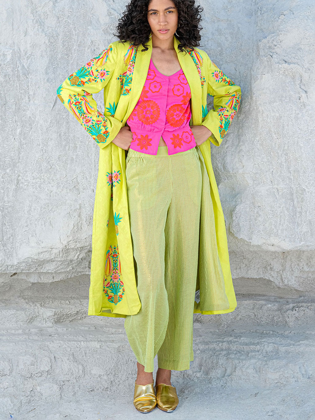 Fennel Pants Lurex Stripe Lime